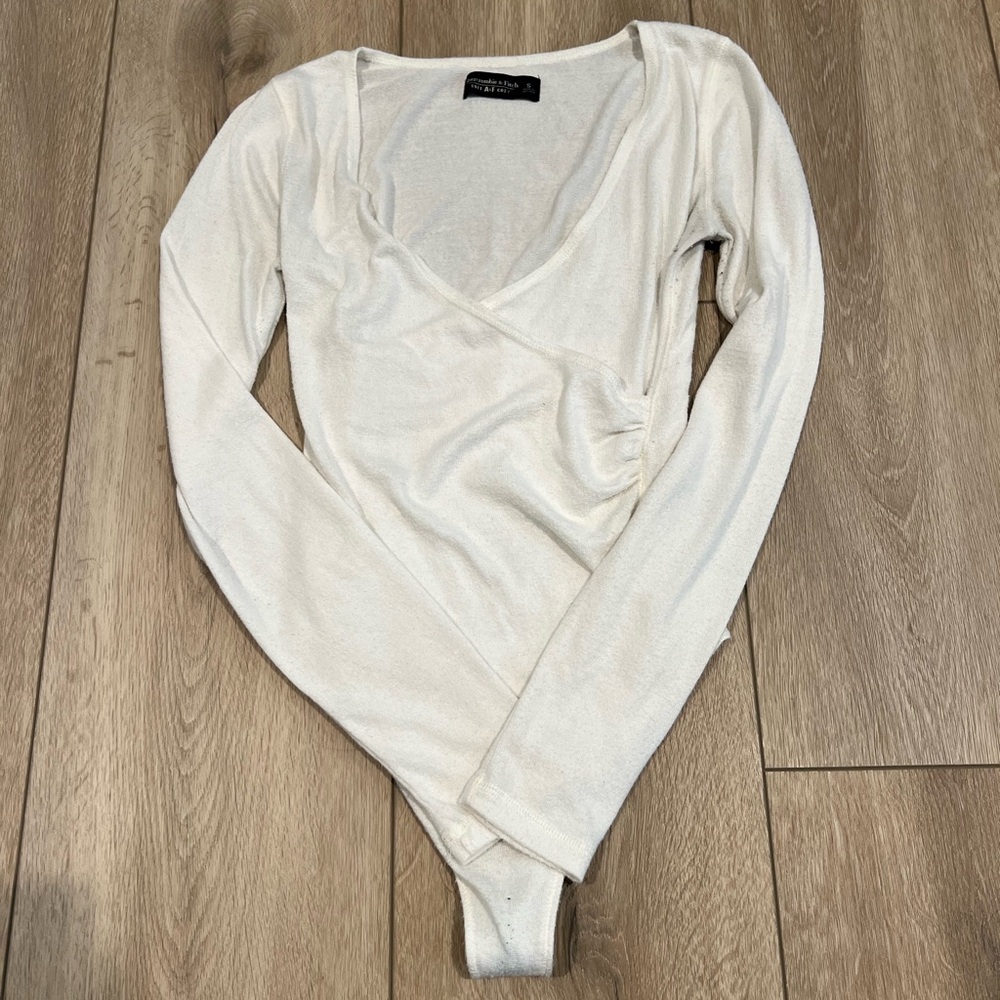 White Long Sleeve Wrap Top